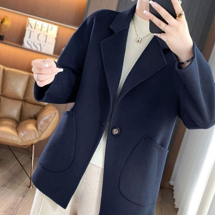 Winter Wool Coat for Women Loose Fit Tweed Jacket Oversized Warm Outerwear