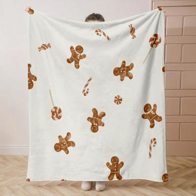 1 Gingerbread for Man Blanket with Soft Flannel Design - Perfect Gift for Friends, Suitable for All Seasons - Ideal for Bed