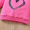 Girls' Heart Print Pullover Two-Piece Set: European/American Spring/Autumn Valentine's Day Children's Fashion.