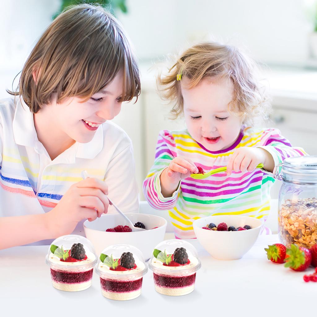 Mini parfaitové pohárky s kupolovými víčky Jednotlivé nádoby na cupcaky Jednorázový dezert