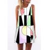 European Station European and American New Retro Digital Printing Round Neck Hot-selling Off-the-shoulder Medium and Long Vest Dress