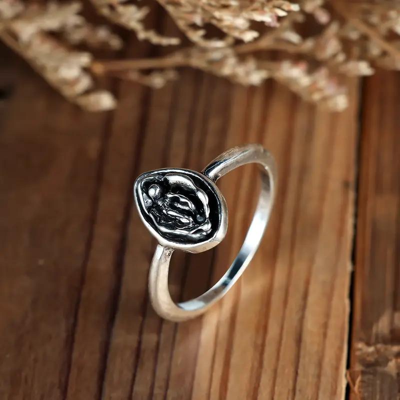 Vintage Female Silvery Color Floral Ring Silvery Color Engagement Flower Ring Bride Wedding Rings for Women