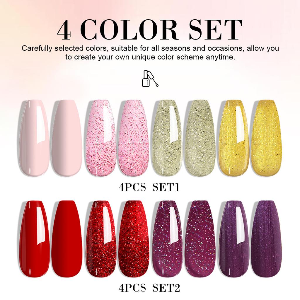 LIMEGIRL Gel Nail Polish Set 4 Colors New Nail Art Gel Polish Barbie Manicure Nail Polish Set Long-lasting Shiny Easy Apply