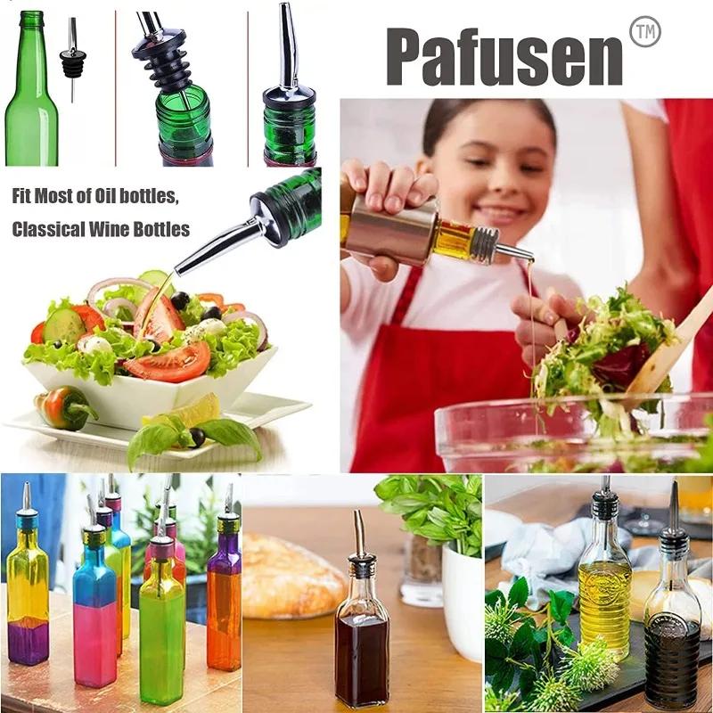 12 Pack Liquor Bottle Pourers Stainless Steel Olive oil Dispenser Spout, Alcohol Pourer Spouts Dust Caps