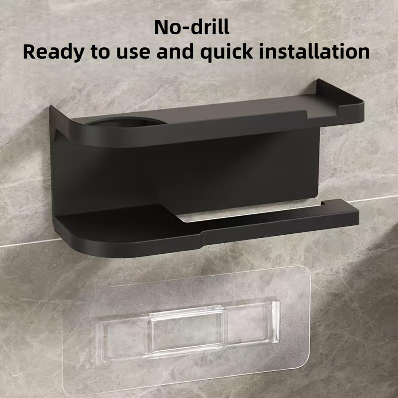 Modern & Wall-Mounted Toilet Paper Holder with Storage Shelf & Drawer - Space-Saving Bathroom Organizer with Knob, Multi-Tier Shelving System