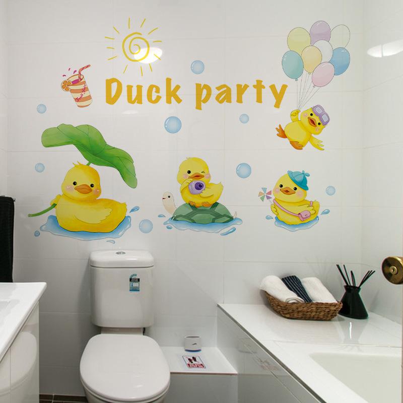 Cartoon Animal Little Yellow Duck Wall Sticker Bathroom Wall Decoration Waterproof and Moisture-proof Sticker Self Adhesive Wall Decals