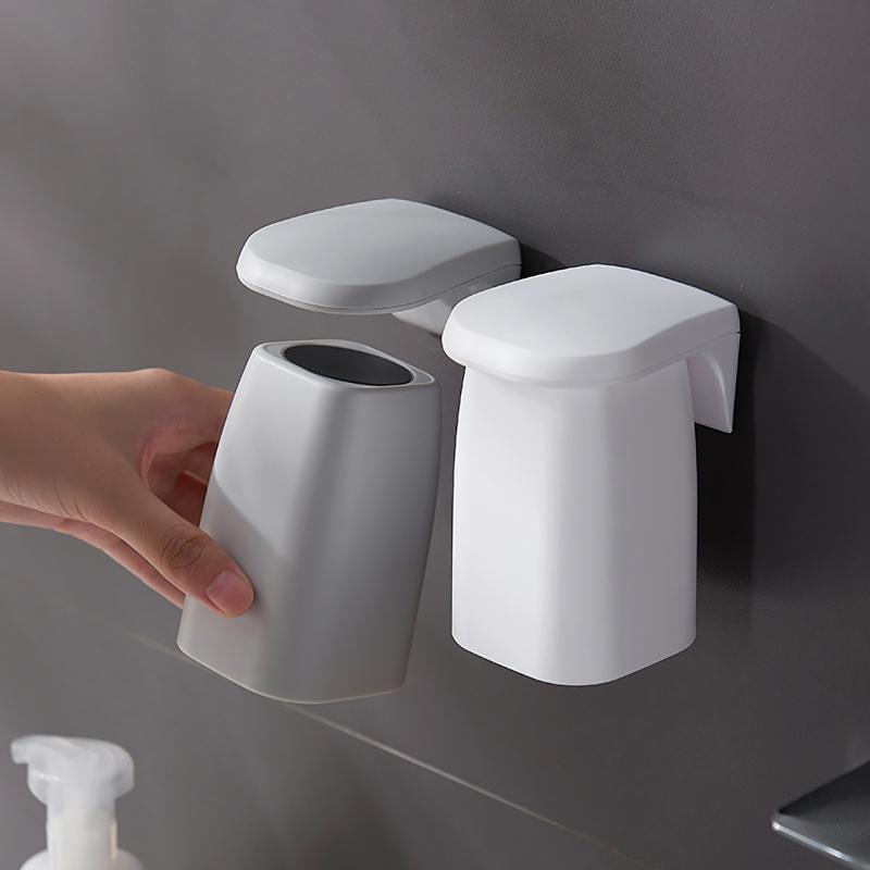 1 Stück Japanischer Stil Minimalistisch Magnetischer Mundspülbecher Wandmontiert Zahnbürsten-Aufbewahrungsregal Putzbecher Waschbecher Dental Ja