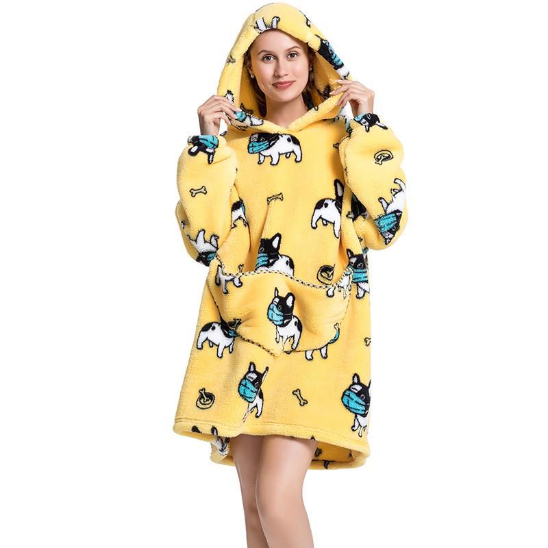 Cozy Autumn/Winter Pumpkin Blanket Sweatshirt: Thick Cotton Velvet Bathrobe for Indoor and Outdoor Warmth