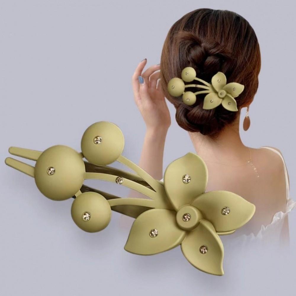 Matte Frosted Flower Hair Clips Acrylic Hair Ornament Fashion Rhinestones Flower Hairpin  Girls