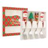 Festive Christmas Cutlery Set: Stainless Steel Cartoon Santa Spoons & Forks In Gift Box