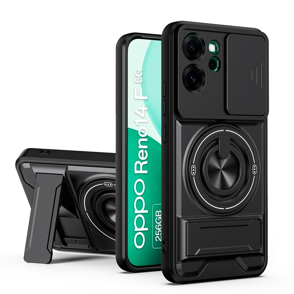 KEYSION Magnetic Phone Case for OPPO Reno14 Pro 5G Reno14 F 5G Slide Camera Protection Upright Kickstand Ring Shockproof Cover