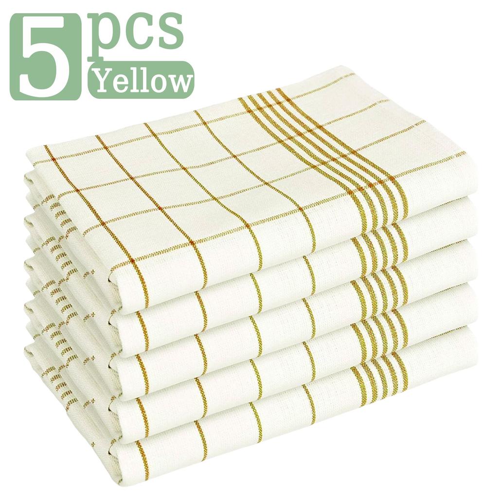 6/12Pcs Kitchen Towels, HOOHNICE, Classic Plaid Dish Towel Scouring Pad