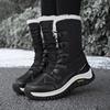 Womens Winter Warm Snow Boots High Top Waterproof Anti-Slip Outdoor Hiking Shoes With Faux Fur Lining