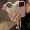 latest bow bling phone case shiny pink and silver bows and is compatible with iPhone 16, 15, 14, 13, 11, 12 Pro Max and 16 Plus