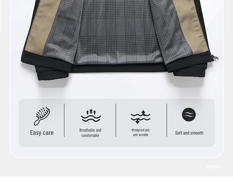 Men's Stand Collar Solid Color Casual Business Jacket for Mid-Aged & Young Adults
