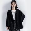 2025 Spring Harajuku BF Style Women's Black Cardigan Jacket - Thin, Boyfriend Fit for Spring/Autumn