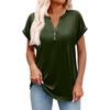 Women's Fashionable Casual Short-sleeved V-neck Button Printed Pullover Top
