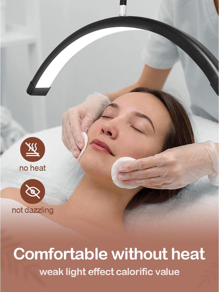 24.5" Half-Moon U-Shaped LED Beauty Lamp for Eyelash Extension & Eyebrow Tattooing - Warm Light, Eye Protection