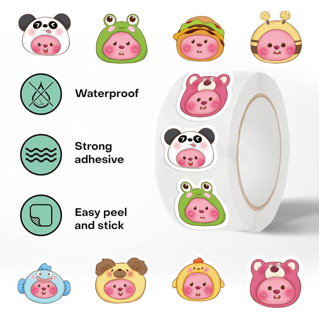 500 Sheets/roll Roll Sticker Hot-selling Tape Ruby Head Cover Sticker Handbook Material Decorative Envelope Seal Sticker