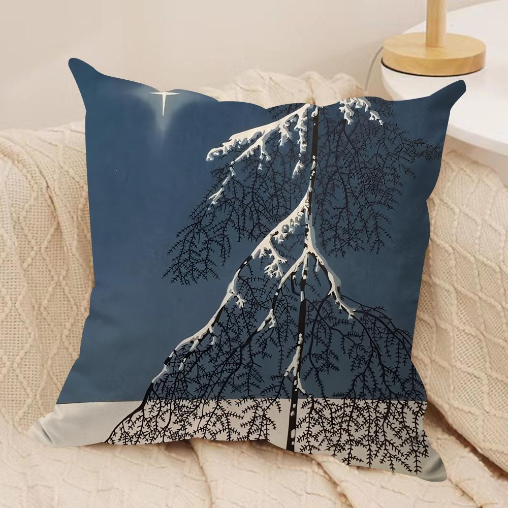 Snow Night Art Cushion Cover Silky Short Plush Invisible Zipper Dustproof Sofa Pillow Case For Home Decor
