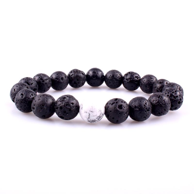 European & American Style Tiger Eye & Volcanic Rock Beaded Wish Bracelet, 10mm, New Design