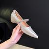 French rhinestone pearl word with Mary Jane shoes women's 2025 new pointed shallow mouth flat shoes inner height increase single shoes