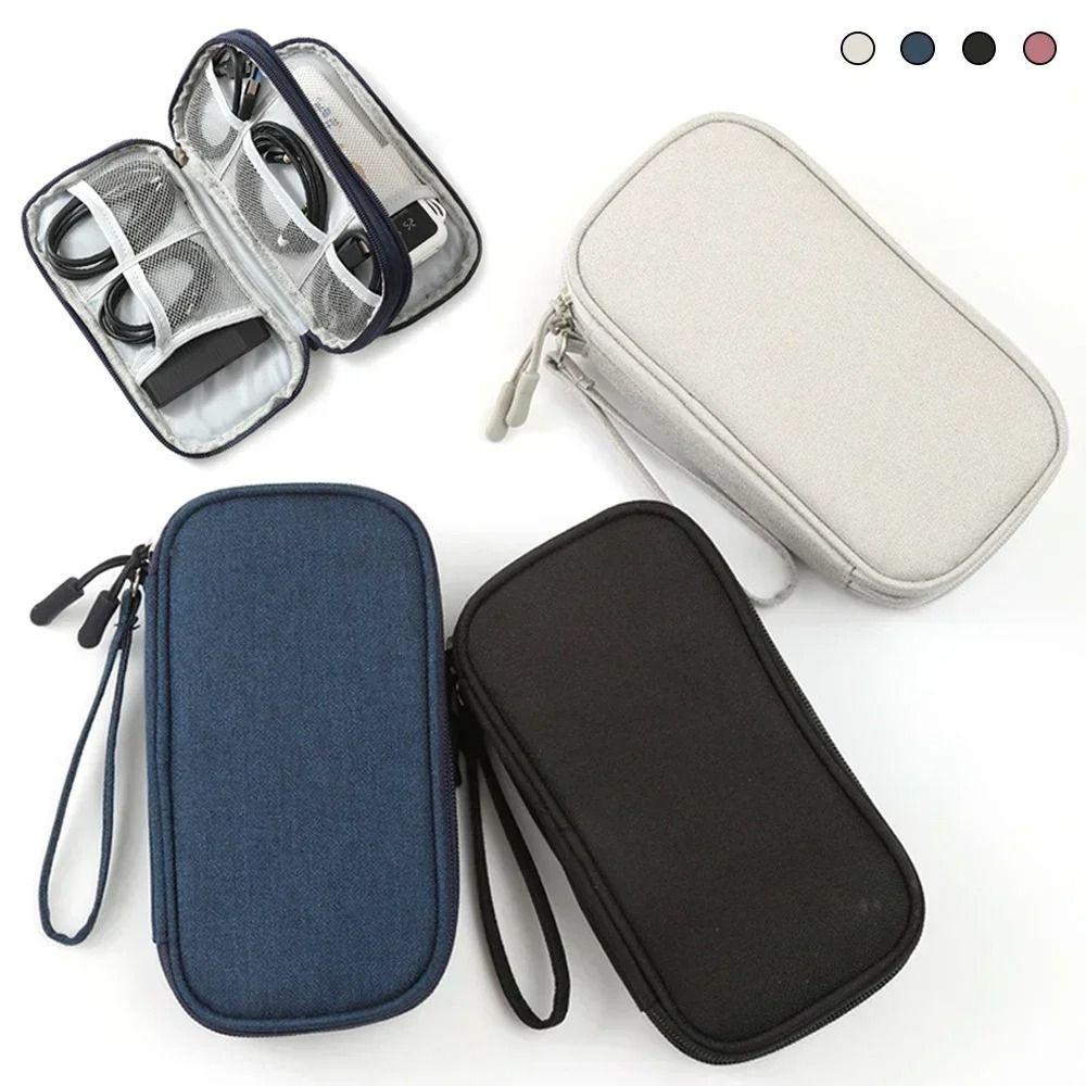 

Double Layer Data Cable Storage Bag Waterproof Hard Storage Case Bag Outdoor Travel темно-сірий колір