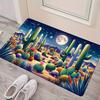 [1pc Moonlight Cactus Non-Slip Mat] 1pc Moonlight Cactus Colorful Non-Slip Washable Polyester Mat, 0.47inch Thick Absorbent Fati