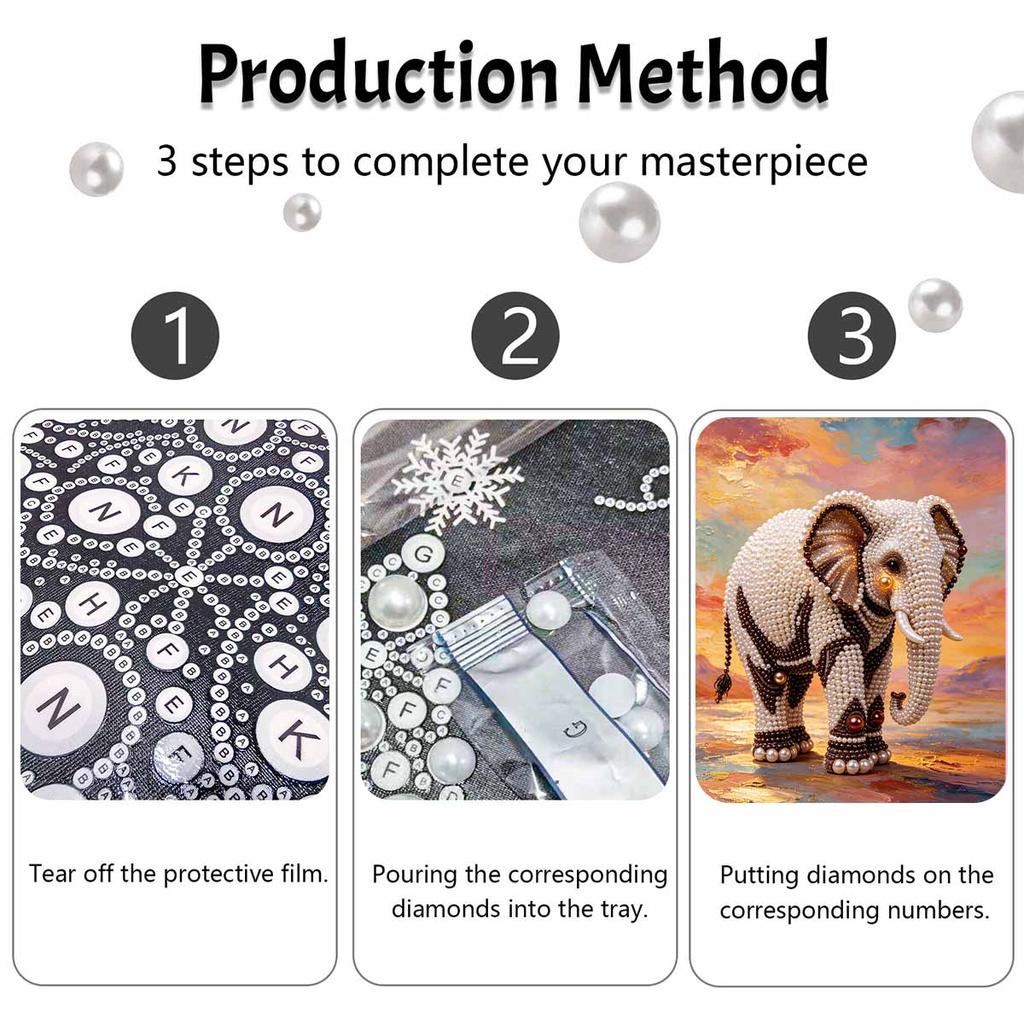 Perlenmalerei DIY-Set Rahmenloses Elefantenleinwand Glänzende Perlenkunst Kreatives Bastelset für Schlafzimmer Wohnzimmer Dekoration