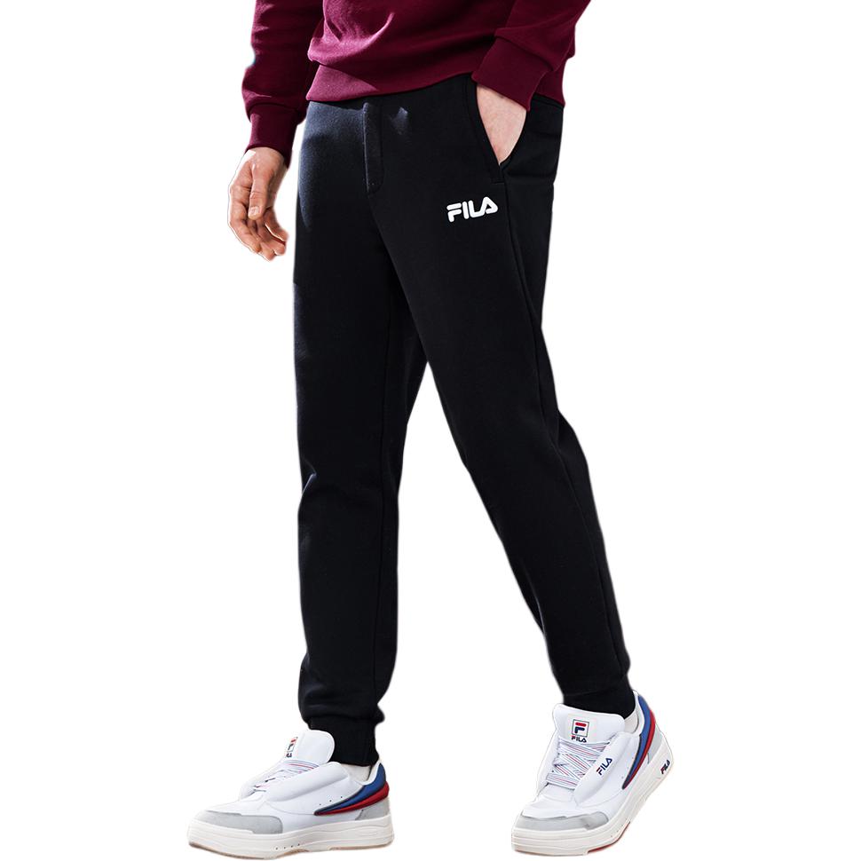 FILA Solid Color Fashion Simple Cuffed Casual Pants Men Bottoms Black F11M249603FBK