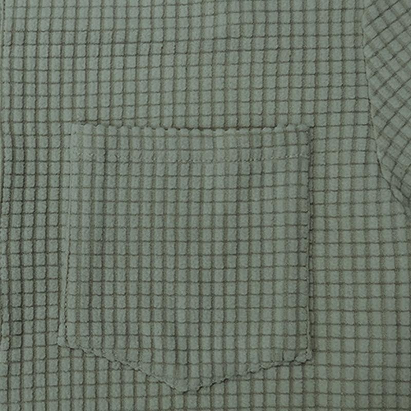 Men's 2025 Summer Waffle Solid Color Single-Breasted Turn-Down Collar Shirt