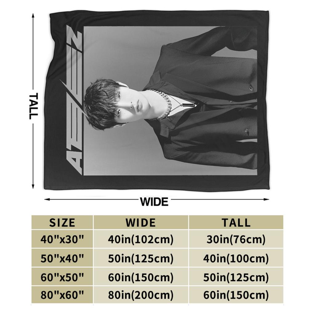 ATEEZ Official Merch Exclusive Mingi Blanket Flannel  Winter  Multi-function Soft Throw Blankets for Bed Office Bedspread