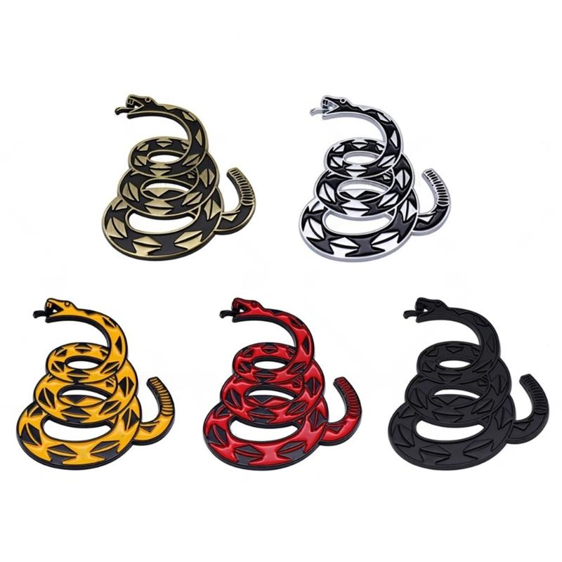 Metal Rattlesnake Car Badge 3D Raised Automotive Sticker Weatherproof Adhesive Auto Emblem Decal for Auto Truck Bike