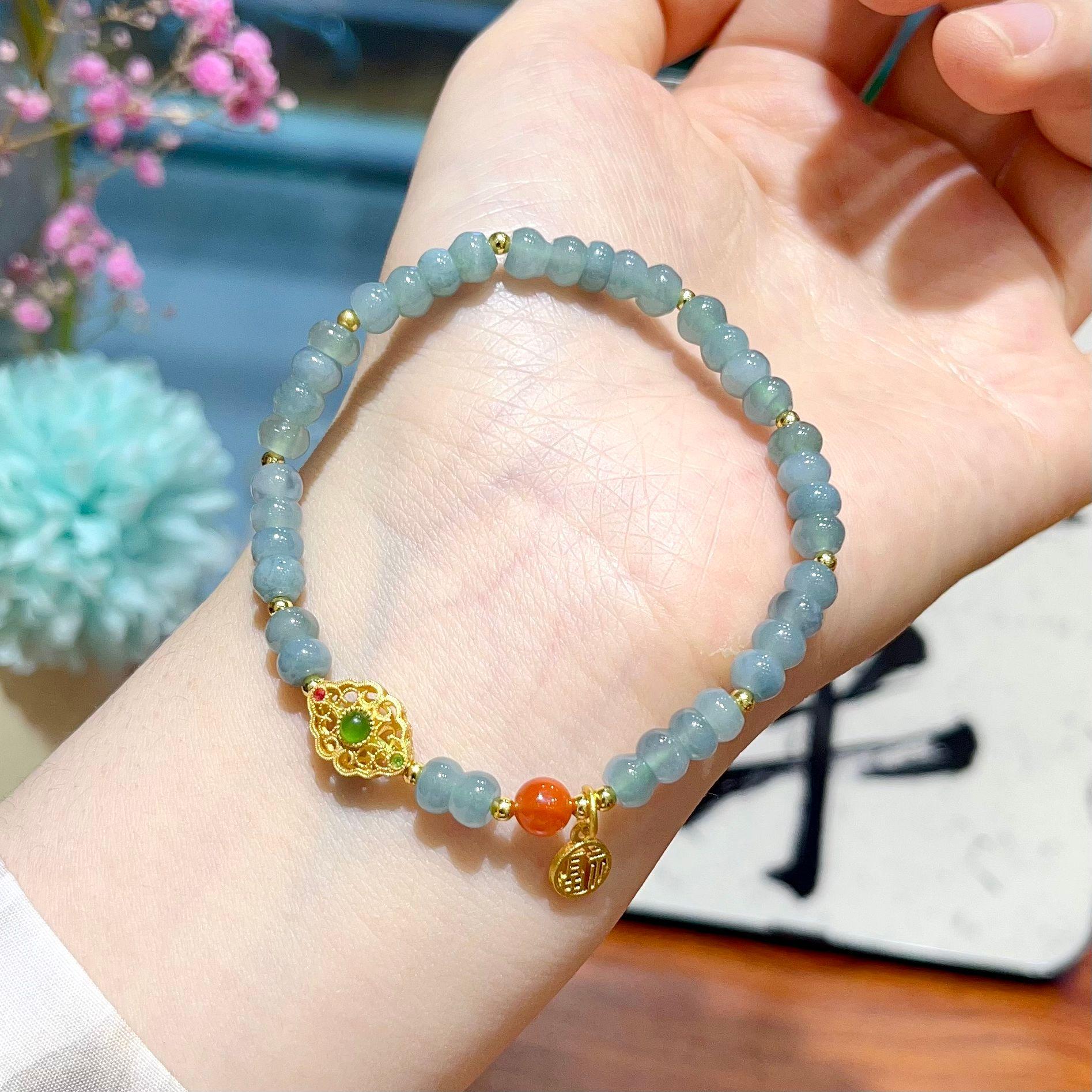 

New Jade Bead Bracelet: Peace Blessing Ruyi Design for Women