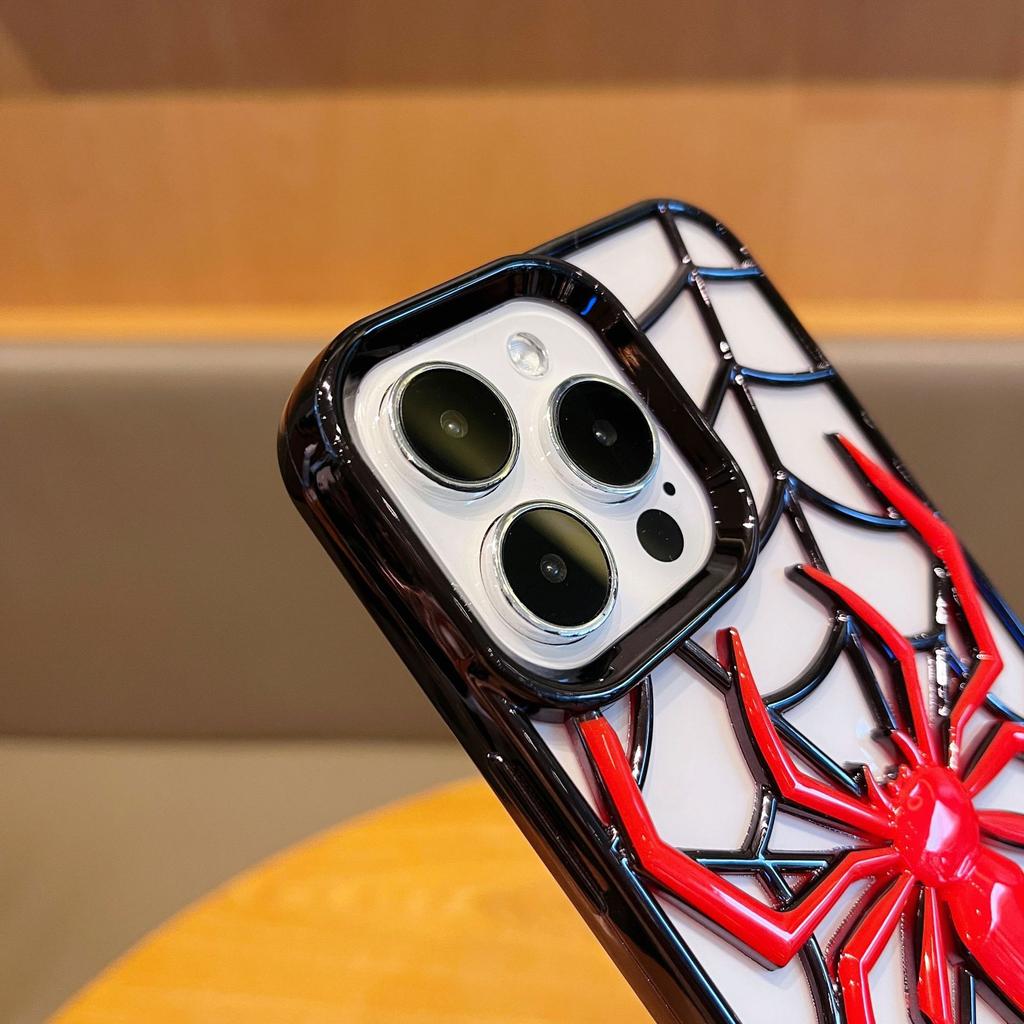 Electroplating Hollow Spider iphone16Promax Mobile Phone Case Is Suitable for Apple 15Pro Heat Dissipation 14/13 Soft Case