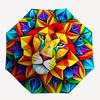 1pc Colorful Lion Mandala Design Automatic Folding Umbrella - Portable Tri-Fold Design with 8-Rib Iron Frame, Perfect Outdoor for Fans, Travelers, Dai