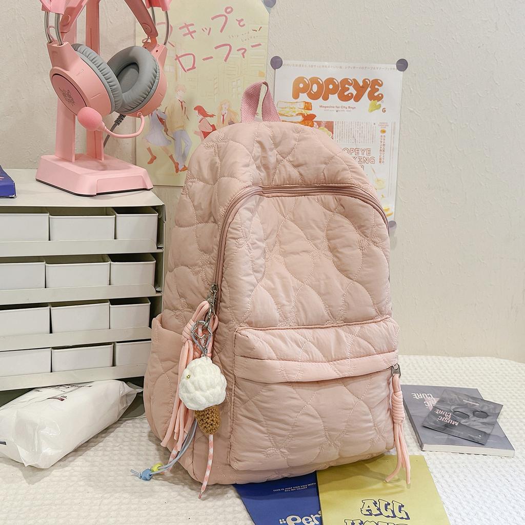 Schoolbag autumn and winter cotton clothes backpack 1011 new embroidered thread cotton-filled women's backpack fashion commuter leisure small backpack