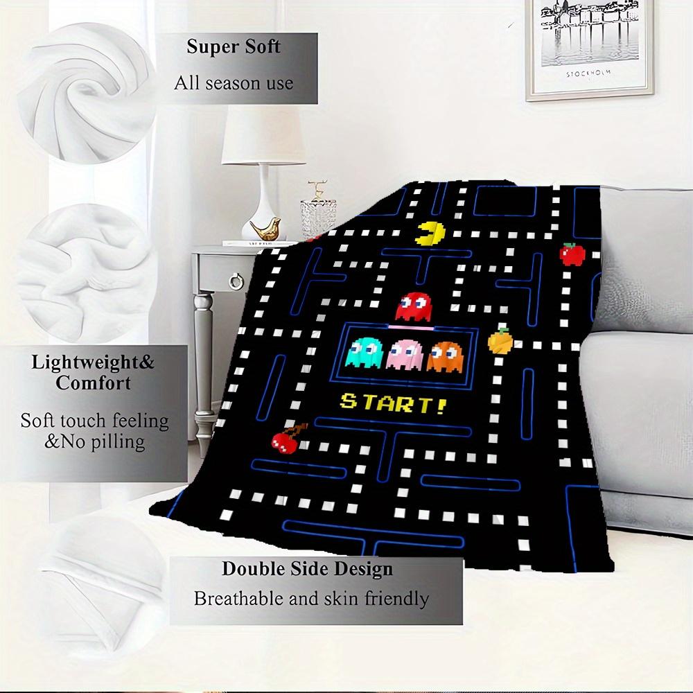 1pc Pac-Man,Retro Game,Classic ArcadeDigital Print Fleece Blanket - Contemporary Style, Suitable for All Seasons, Perfect for Home, Travel,