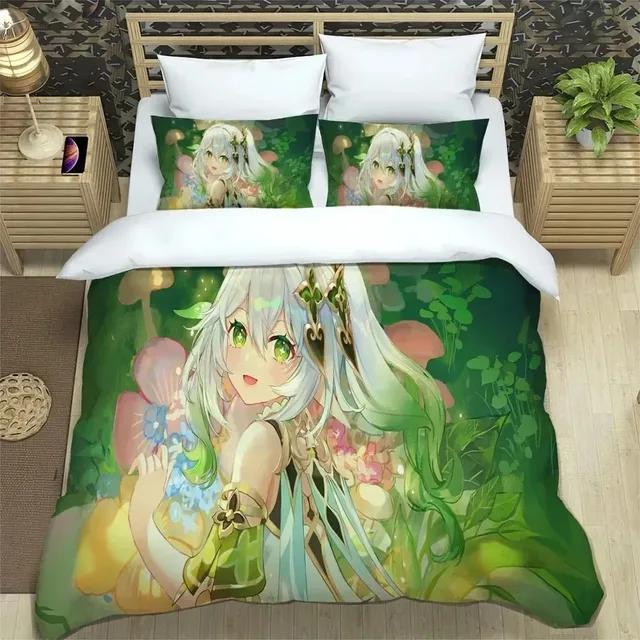 3D Anime Genshin Impact Bedding Set Duvet Cover Bed Set Quilt Cover Pillowcase Comforter King Queen Size Boys Adult Bedding Set