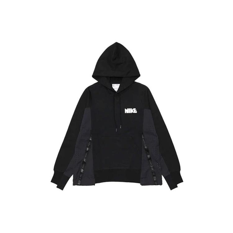 Nike x sacai Logo Printing Splicing Contrasting Hoodie Asia Sizing  Black  Men s CZ4695-010 L