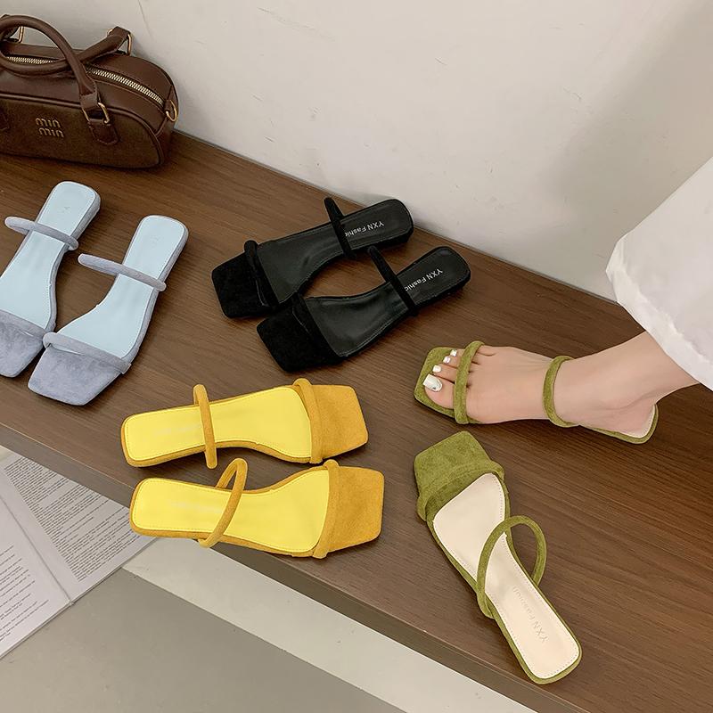 Fashion New Designer Style Narrow Band Women Slippers Shoes Fashion Open Toe Summer Open Toe High Heel Ladies Slides Shoes Zapatos Mujer