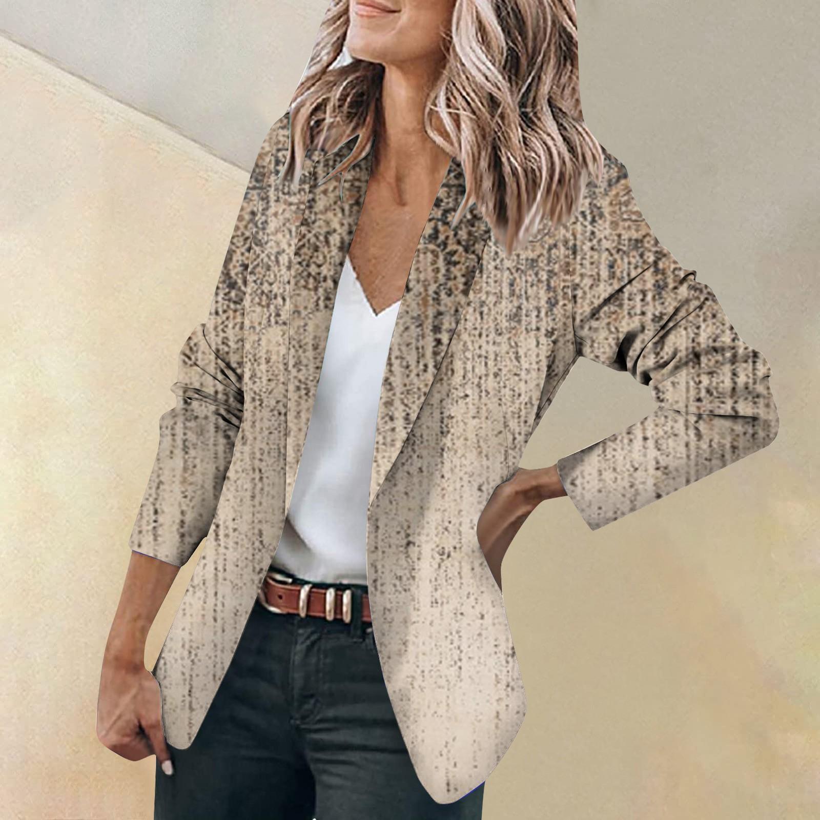 

Женская куртка с длинным рукавом и принтом, кардиган с воротником на одной пуговице, топ для бизнеса и отдыха