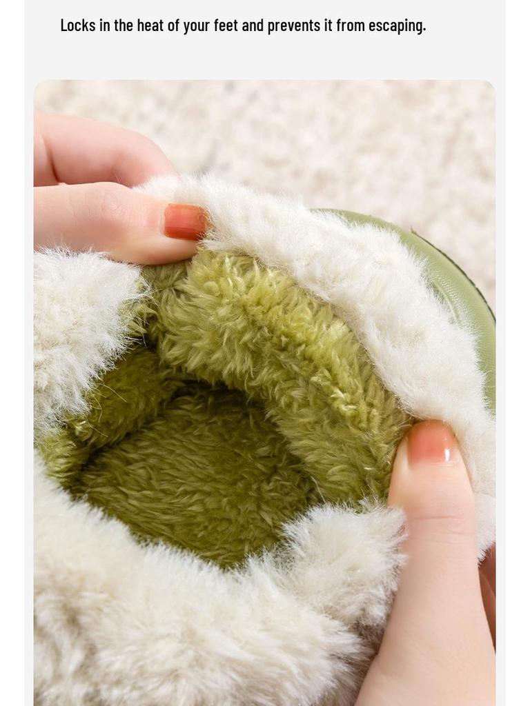 Women's Thick-Soled Cute Cotton Slippers - Non-Slip, Plus Velvet, Indoor/Outdoor Winter Heel-Covering Shoes, 2025 New Style.