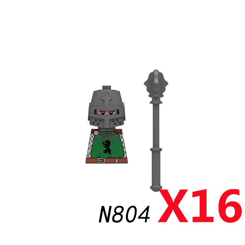 MOC Mittelalterliche Burg Rabe Schwarzer Falke Ritter Figuren Bausteine Infanterie Kriegswaffe Soldat Schild Schwert Rüstung Kinderspielzeug B143