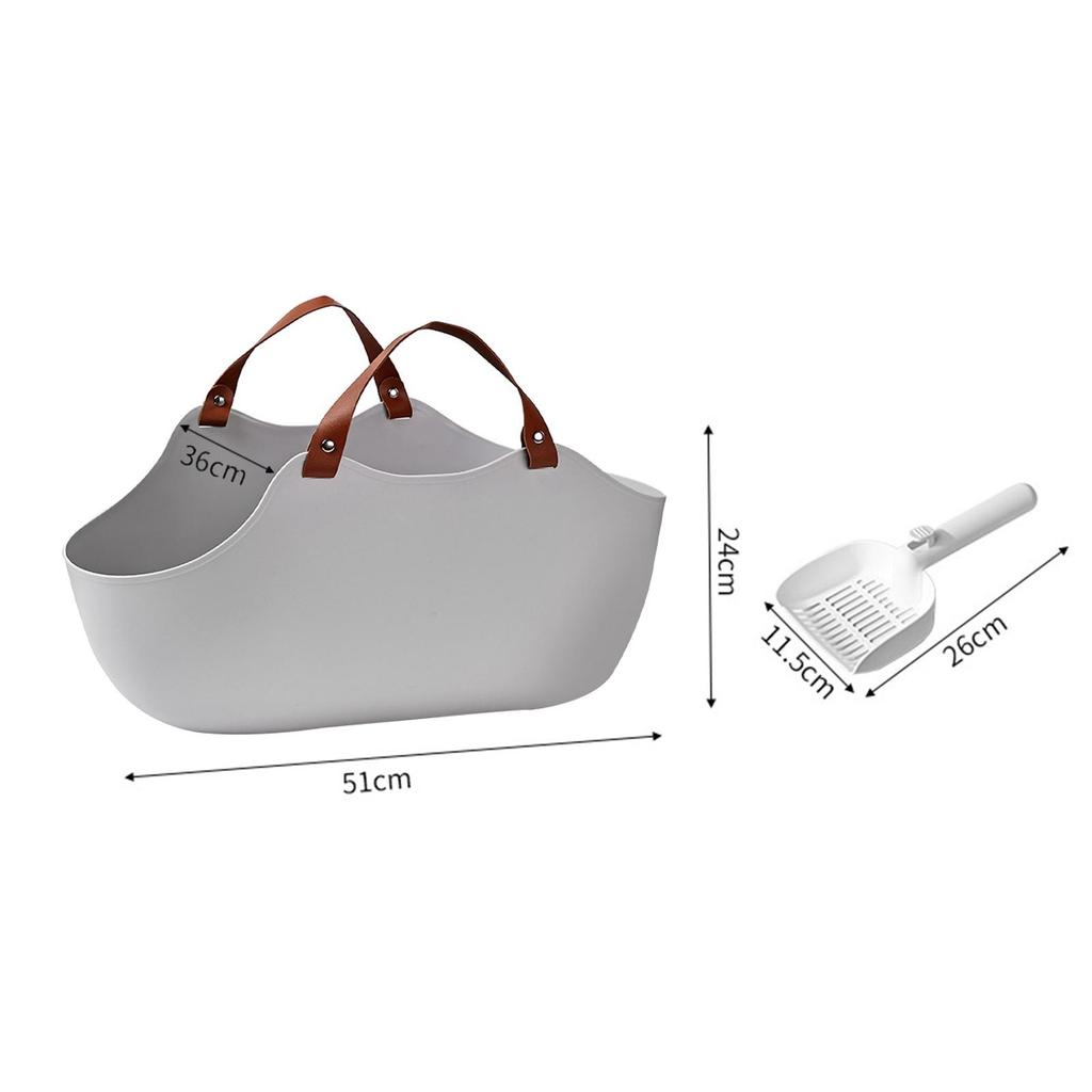 Katzenklo mit Griffen Spritzschutz Nachttopf Halbgeschlossen Offene Oberseite Haustier Streuwanne für Kleine Mittlere Katzen Haustier Zubehör