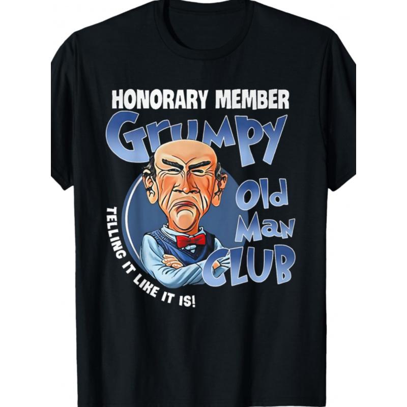 Grumpy Old Man Club T-Shirt - Honorary Member Graphic Tee with Humorous Design, Featuring a Caricature of a Stern Old Man and Playful Text, Perfect