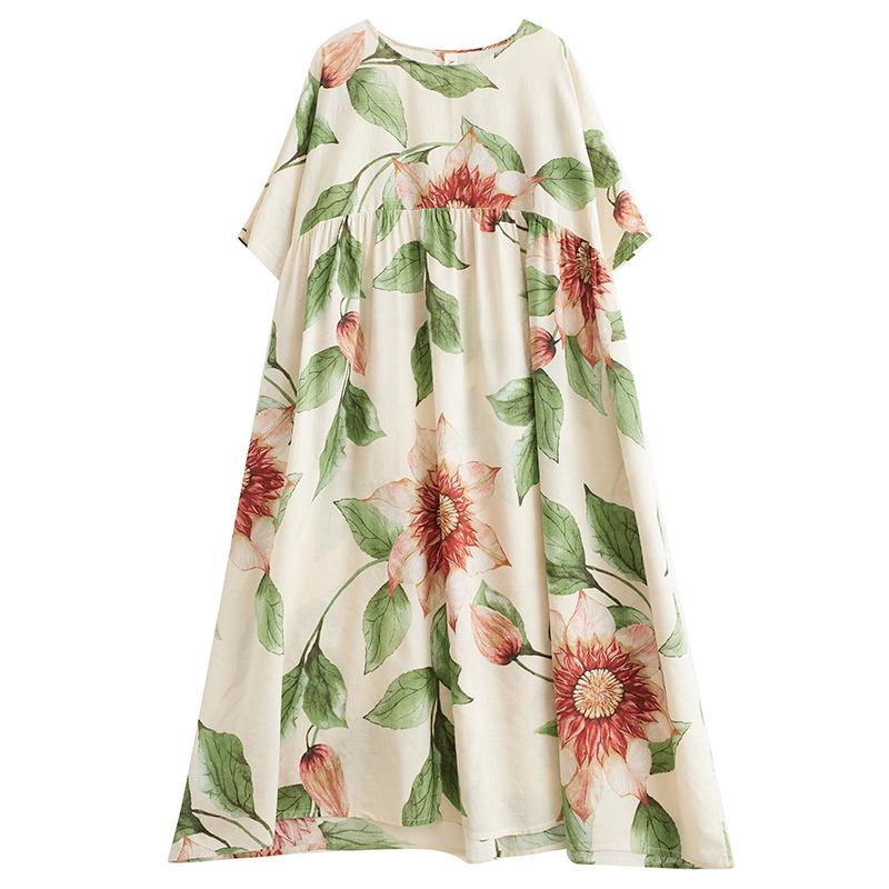 2023 Summer Bohemian Pastoral Short Sleeve Plus Size Dress for Women