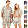 Couple Matching Pajama Set Short Sleeve Button Down Shirt and Shorts Soft Casual Sleepwear S-XXXXL Suitable for Men and Women