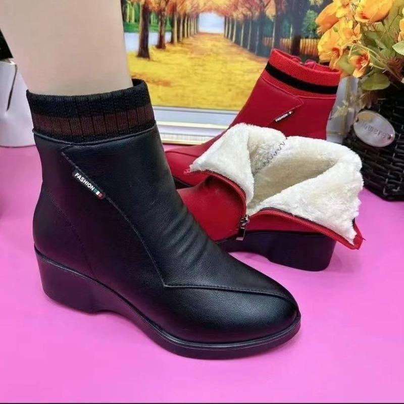 Women's Short Boots Winter Middle-aged Comfortable Cotton Shoes Soft-soled Single Shoes Mother Shoes