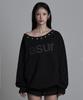 Aejeuyua Au One-Shoulder Boat Neck Sweatshirt Black